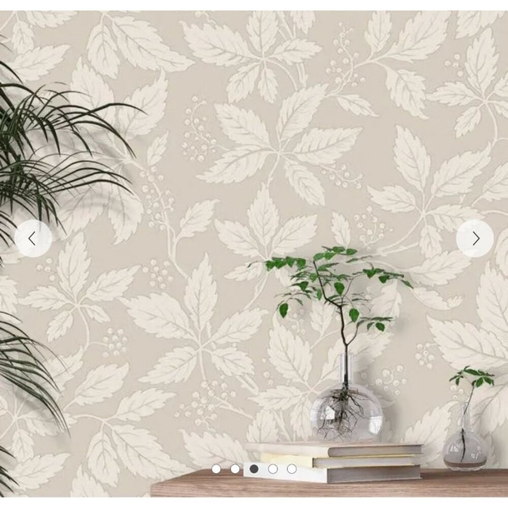 New Boråstapeter Vildvin Wallpaper Roll Stone Beige Leaf Neutral Retail $264